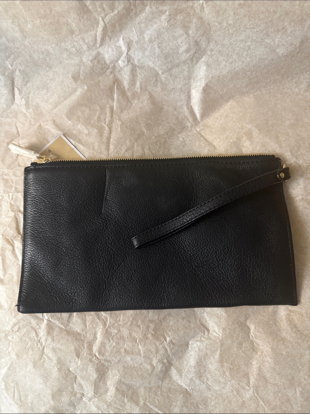 Michael Kors Black Leather Wristlet with Gold Logo - Picture 2 of 6